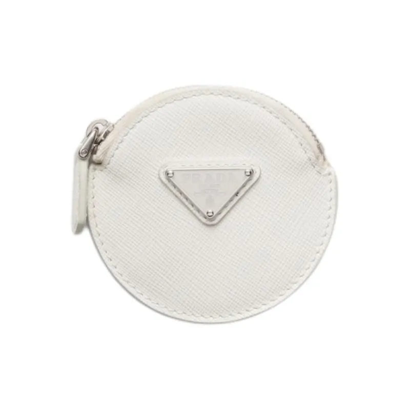 PRADA Saffiano Leather Coin Purse Women's White-0
