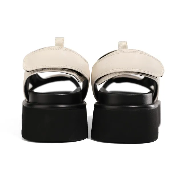XIAOFAMIAO Versatile Casual Platform Open Toe Hook-and-Loop Strap Sandals Women's-9
