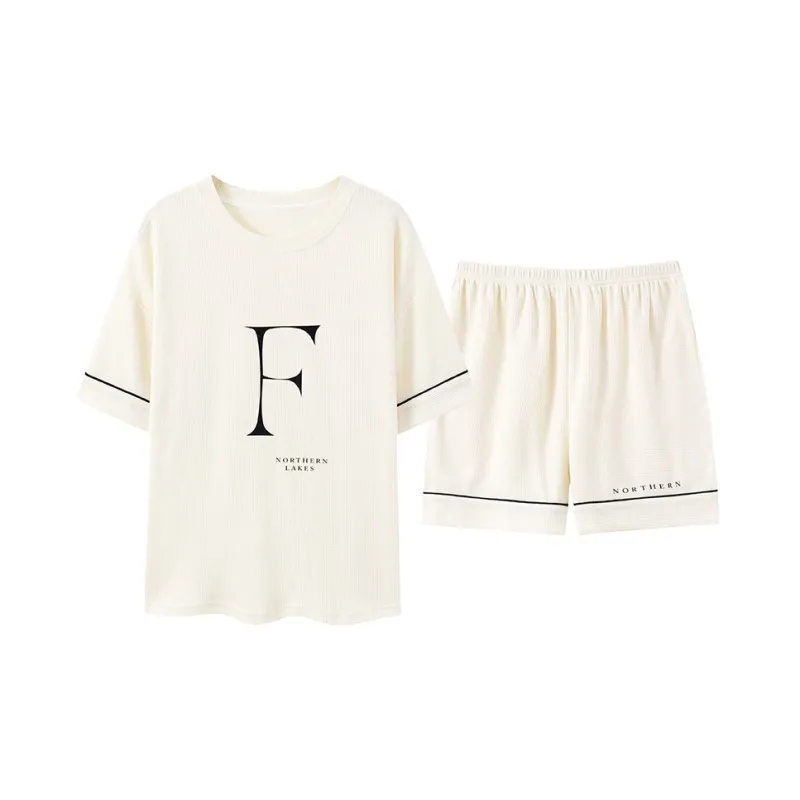 Close fitting Areas Pajama Set Women's Ecru-0