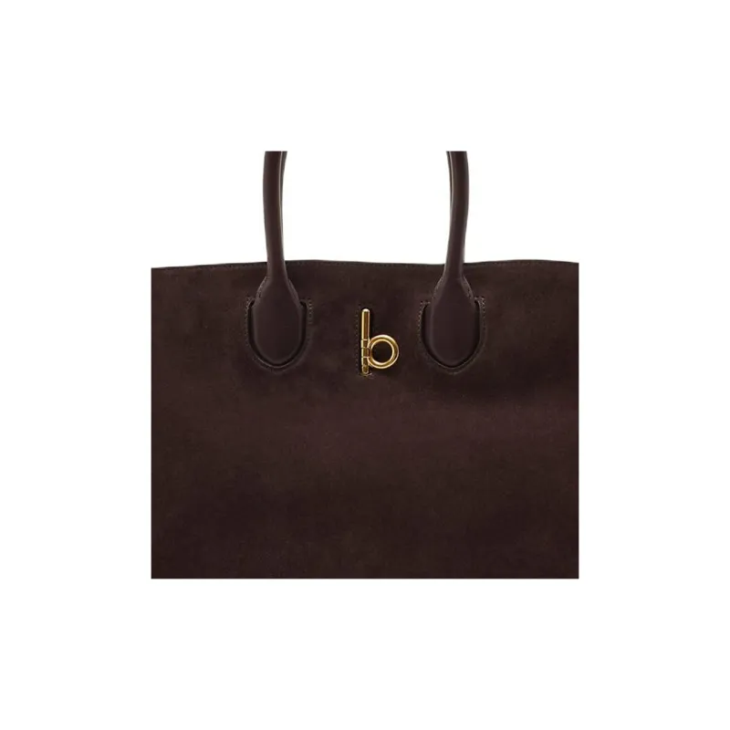 Burberry Rocking Horse Calfskin Tote Bag Shopping Bag Handbag Medium Size Women's Dark Brown-4