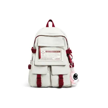 Kevin Cohen Nylon Fabric Backpack Regular Unisex Black/White/Purple