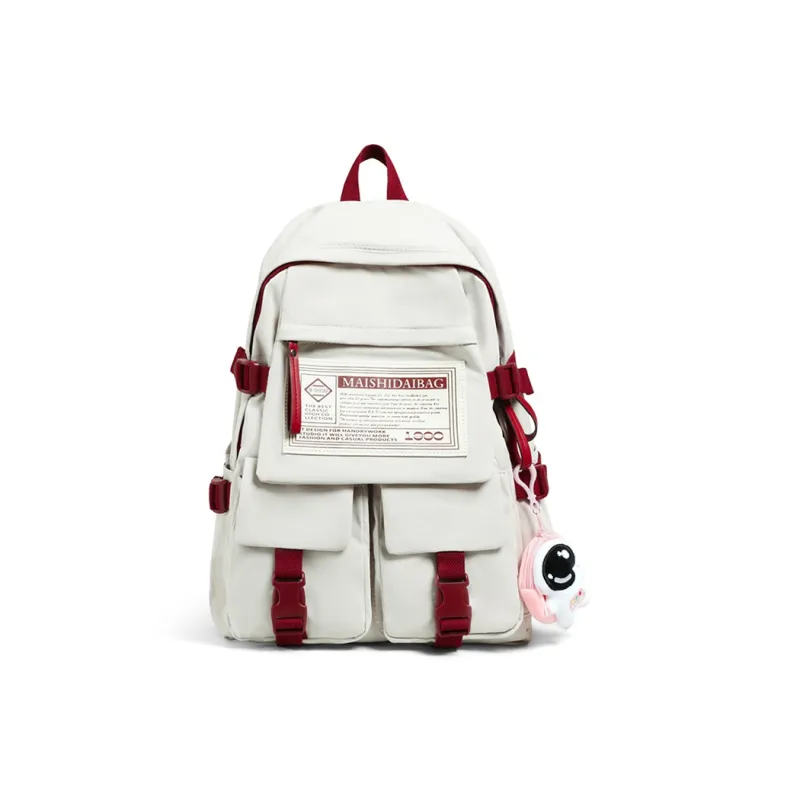 Kevin Cohen Nylon Fabric Backpack Regular Unisex Black/White/Purple-0
