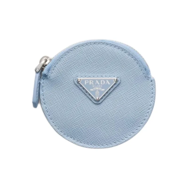 PRADA Saffiano Leather Coin Purse Women's Blue-0