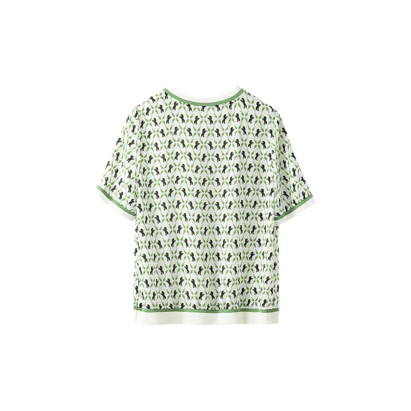 Cypress House T Shirt Women's Beige With Black And Green Floral-1