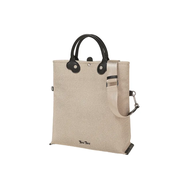 TOUTOU PU Canvas Bag, Crossbody Bag Large Size Women's Warm Apricot-2