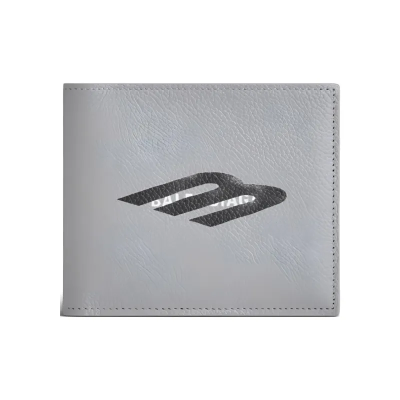 Balenciaga Cash Grained Calfskin Wallet Men's Gray-0