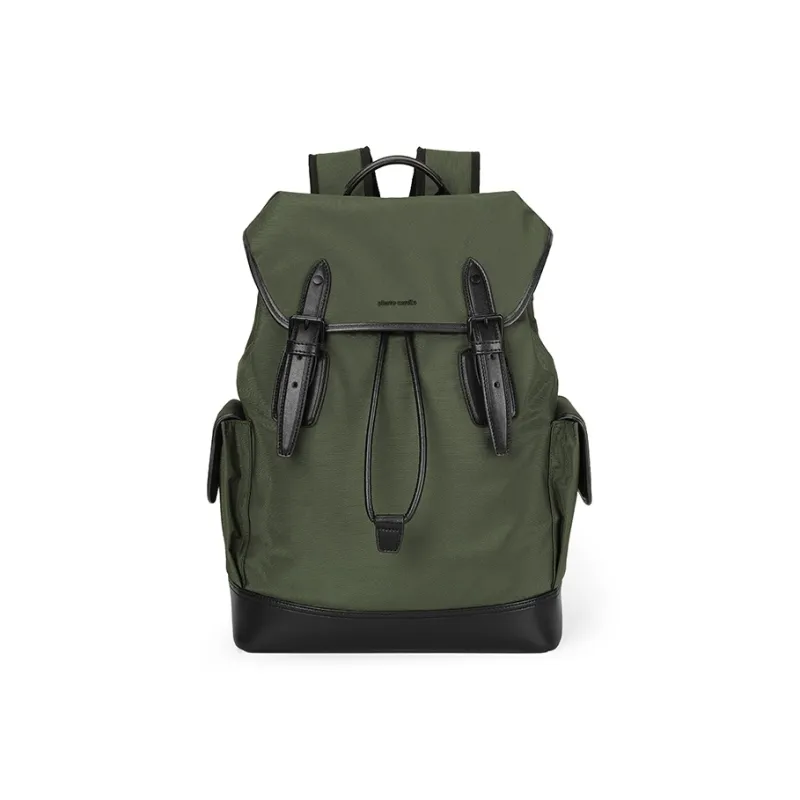 PIERRE CARDIN Nylon Couple Commute Travel Large Capacity Backpack Large Size Men's Green/Black-7