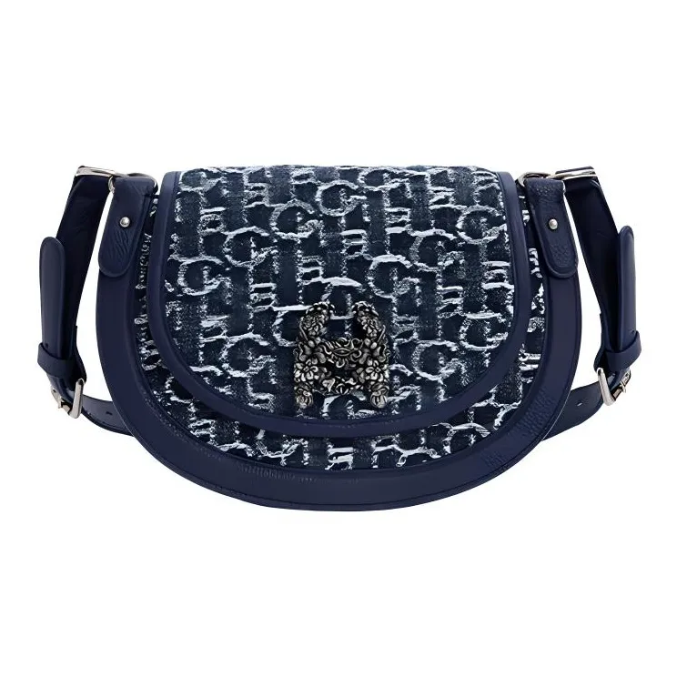 Laurence & Chico Cotton Crossbody Bag Shoulder Bag Medium Size Women's Dark Blue-0