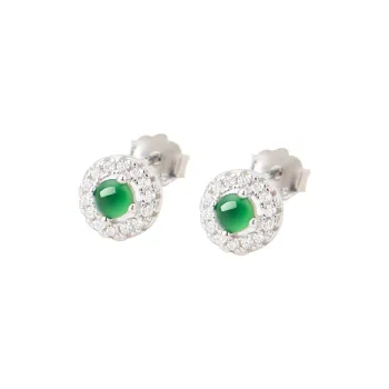 Honglangji Ice Type Jadeite Stud Earrings Women's