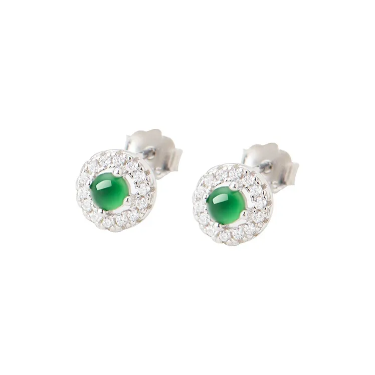 Honglangji Ice Type Jadeite Stud Earrings Women's-0
