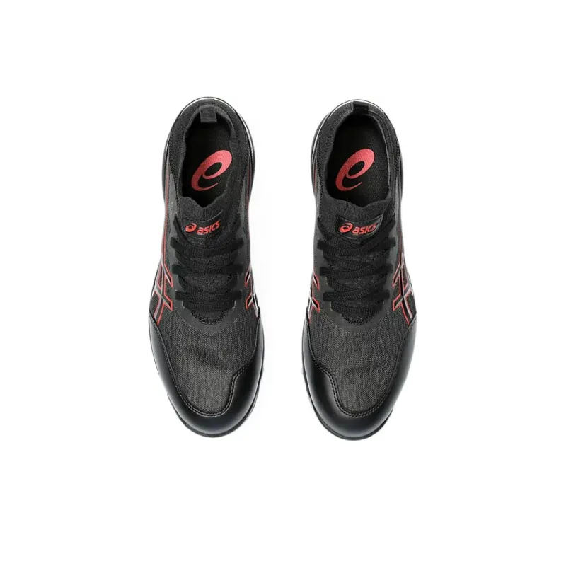 Asics Winjob Slip Resistant, Abrasion Resistant, Breathable Low Top Running Shoes Men's Black Red-3