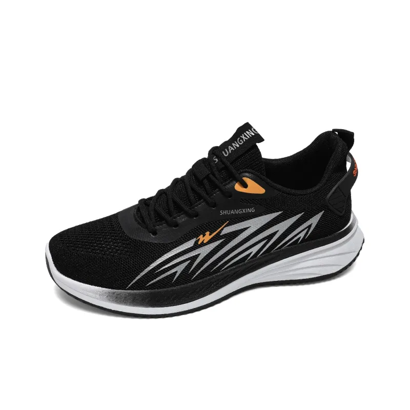 Binary Low Top Running Shoes Men's Black Orange-1