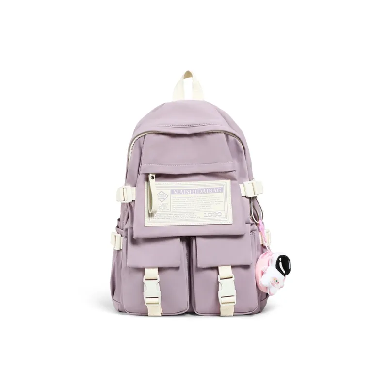 Kevin Cohen Nylon Fabric Backpack Regular Unisex Black/White/Purple-6