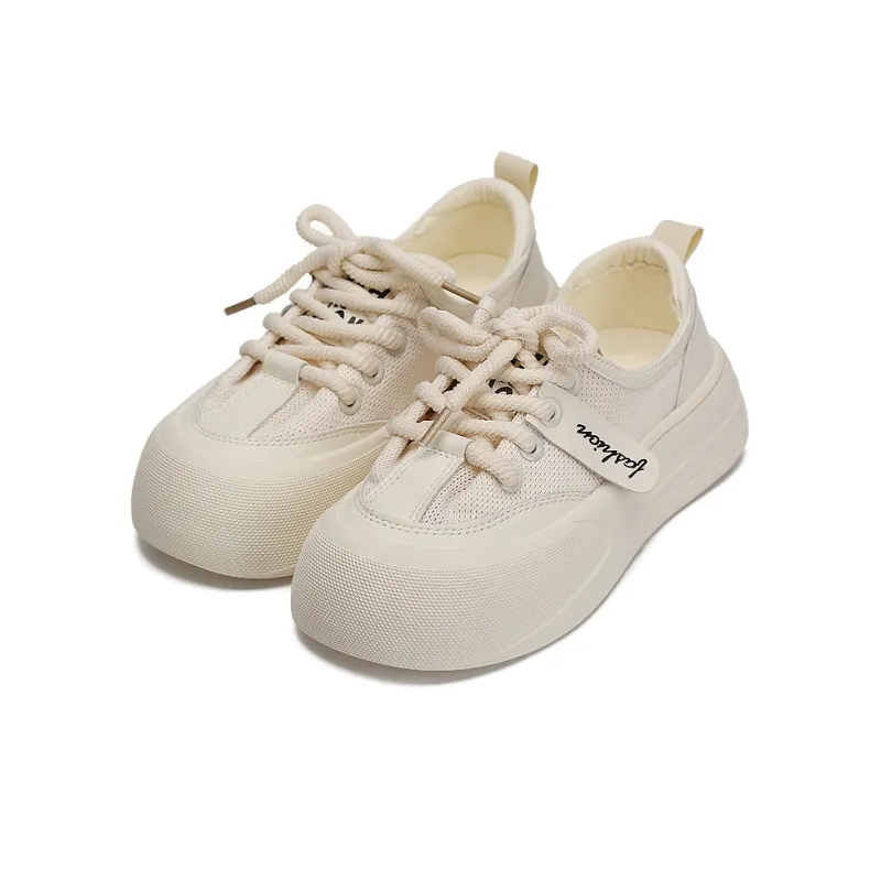 Zun'er Quick Dry Height Increasing Low Top Skateboard Shoes Unisex Beige-2