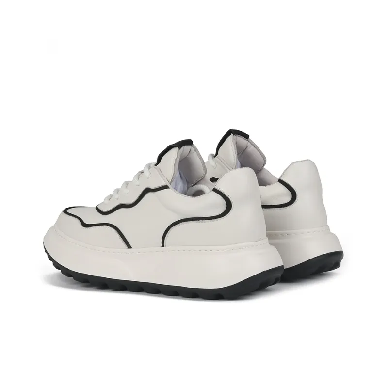 Thai Points Wear Resistant Lightweight Breathable Height Increasing Low Top Skateboard Shoes Men's White-4