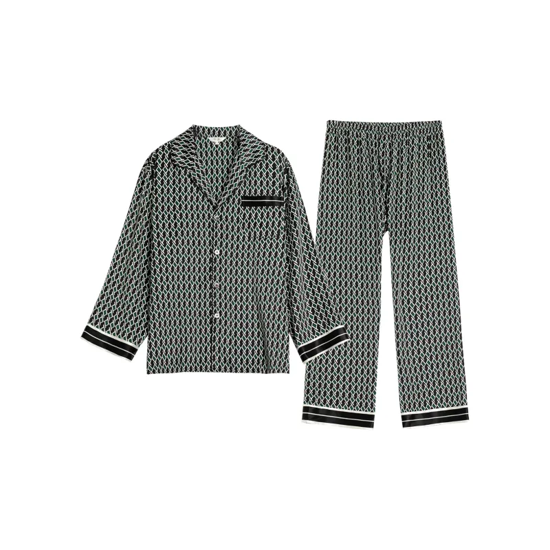 Silk Boundary Pajama Set Men's Black-0