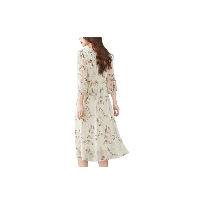 To The West Long Sleeved Dresses Women's Beige-2