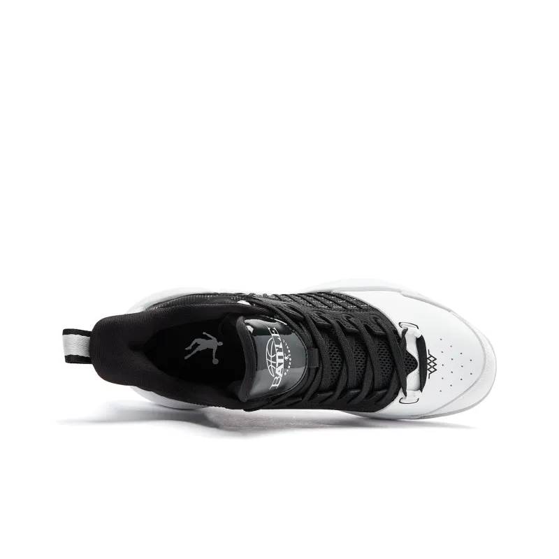 QIAODAN Cushioning Anti Slip And Wear Resistant Low Top Basketball Shoes Men's Jordan White Black-3