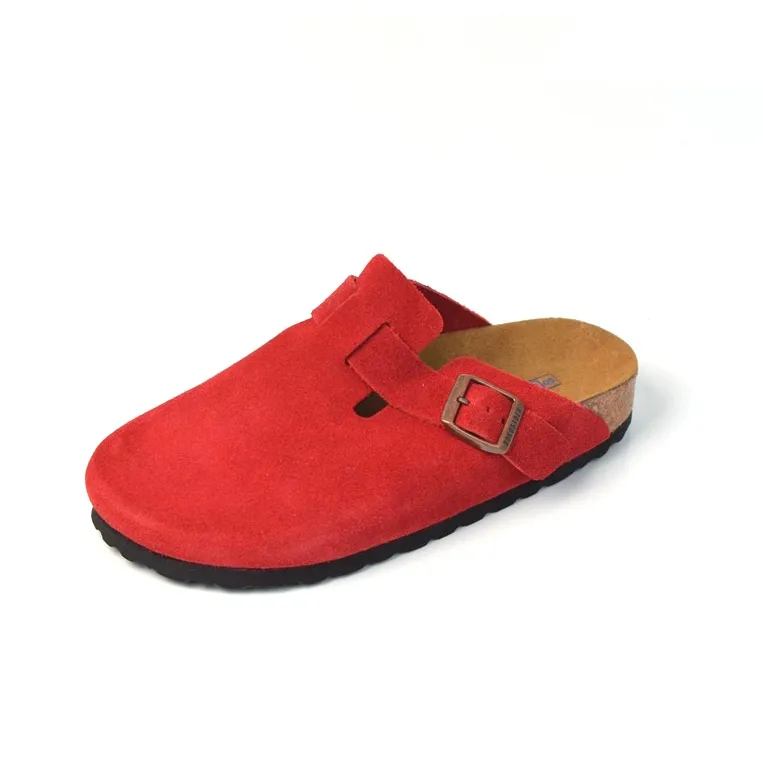Boku Cork Sole Abrasion Resistant Slip Resistant Closed Toe Slippers Unisex Red-5