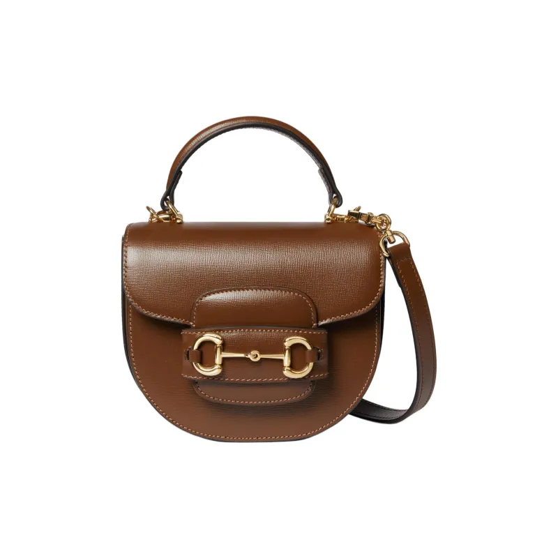 GUCCI Horsebit 1955 Leather Shoulder Bag Crossbody Bag Handbag Mini Women's Brown-0
