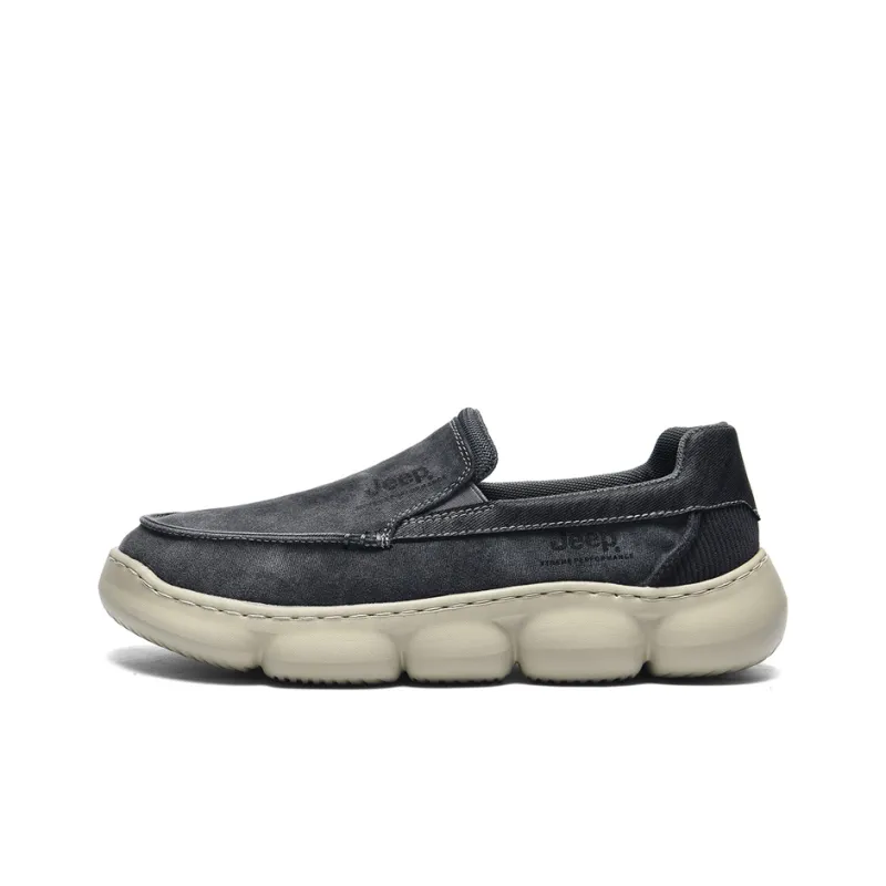 Jeep Outdoor Slip-on Casual Anti-Slip And Wear-Resistant Breathable Cushioning Low-Top Canvas Shoes Men's Beige-0