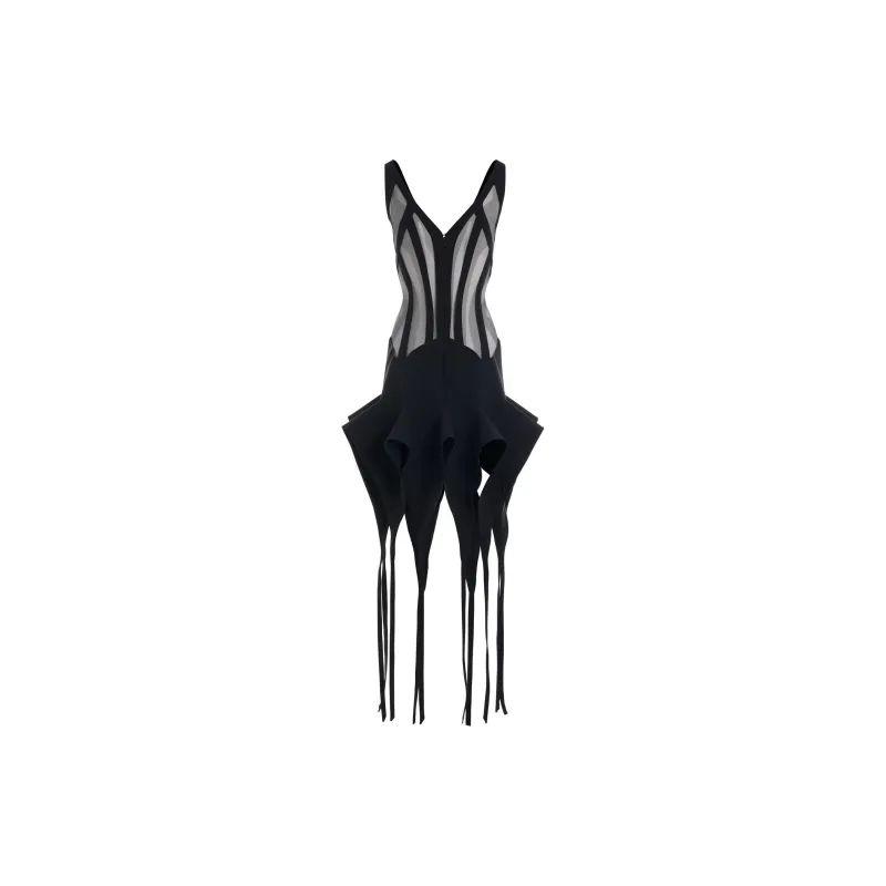 Mugler Handkerchief Semi sheer Minidress-1