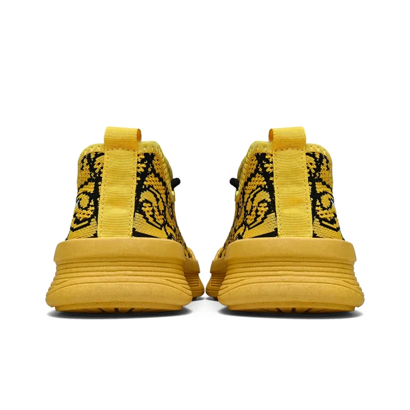 Binary Cushioned Wear Resistant Lightweight Breathable Slip Resistant Low Top Canvas Shoes Men's Yellow-5