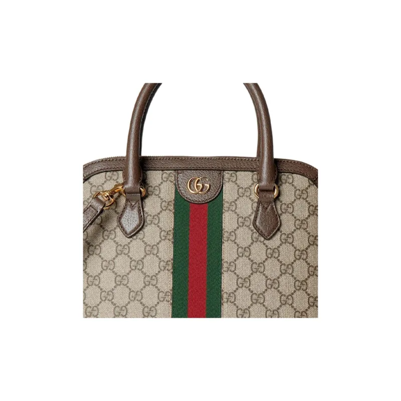 GUCCI Ophidia Canvas With Leather Trim Shoulder Bag, Crossbody Bag, Handbag Medium Size Women's Beige & Ebony-7