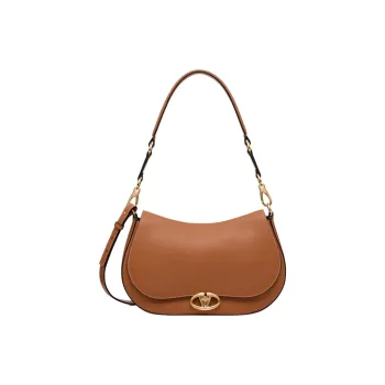 Valentino Napa Calf Leather Handbag Shoulder Bag Women's Almond Brown Color