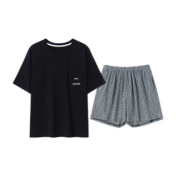 Close-fitting Areas Pajama Set Women's Black