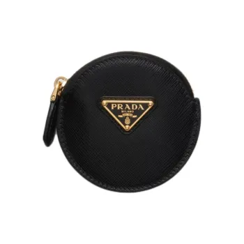 PRADA Saffiano Leather Coin Purse Women's Black