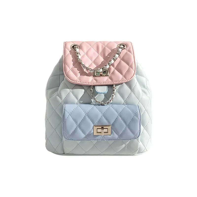 MARKANGARO PU Backpacks Medium Size Women's White Black Pink-10