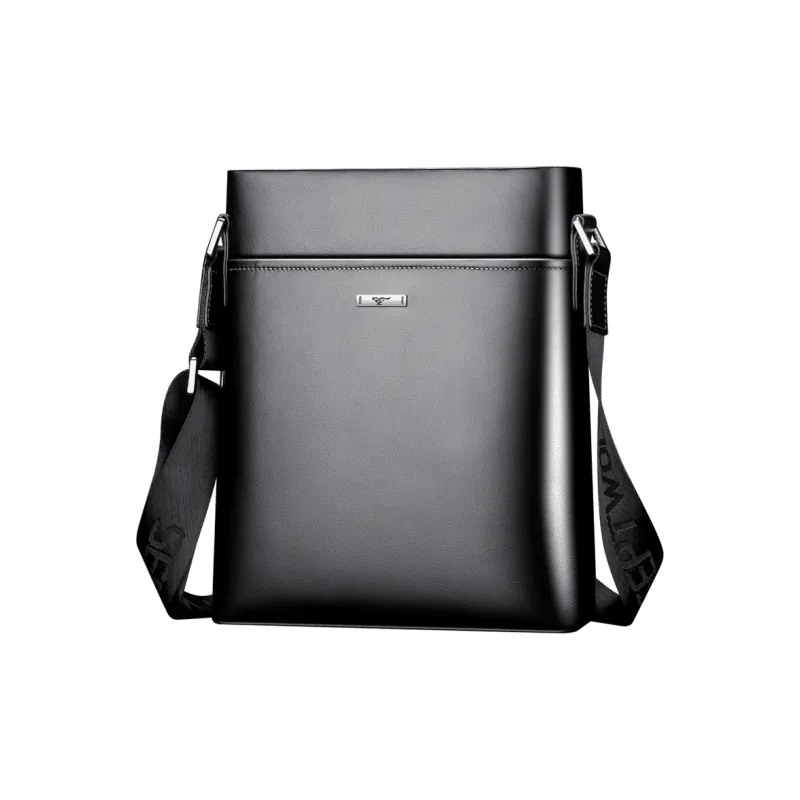 SEPTWOLVES Cow Leather Messenger Bag, Shoulder Bag, Crossbody Bag Regular Unisex Black-0