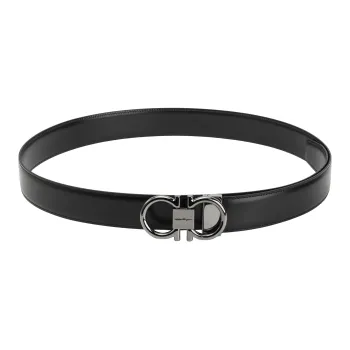 FERRAGAMO Ring Decoration Leather Belts Men's Brown