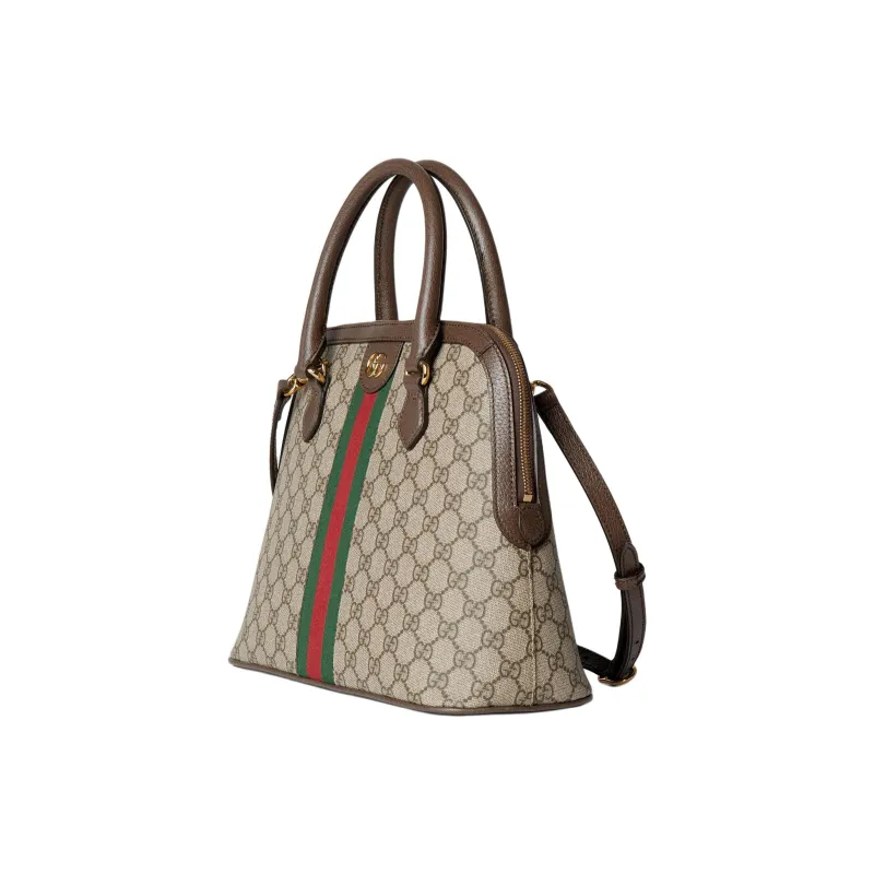 GUCCI Ophidia Canvas With Leather Trim Shoulder Bag, Crossbody Bag, Handbag Medium Size Women's Beige & Ebony-1