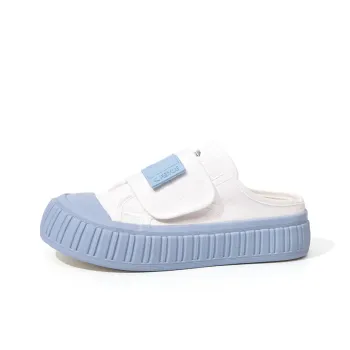 Feiyue Rubber Sole Abrasion Resistant Slip Resistant Closed Toe Slippers Women's White Light Blue