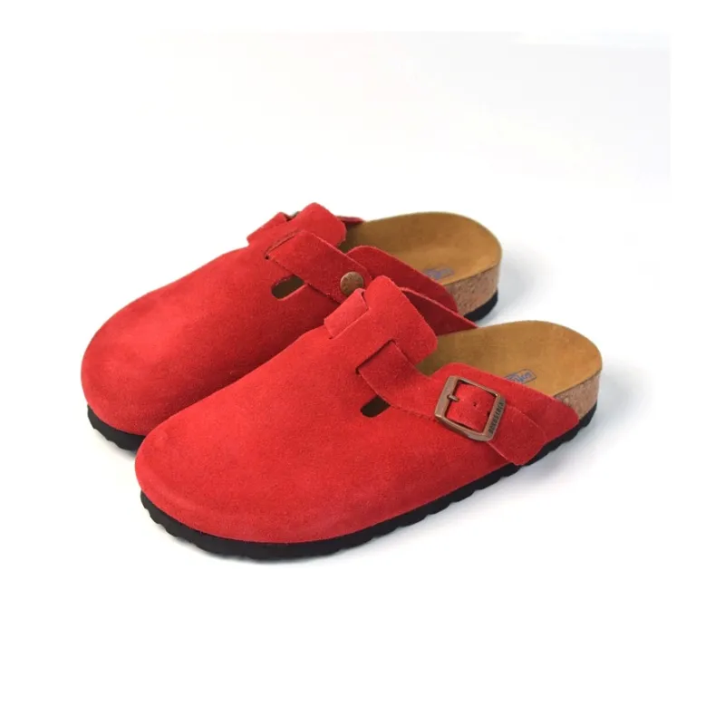 Boku Cork Sole Abrasion Resistant Slip Resistant Closed Toe Slippers Unisex Red-3