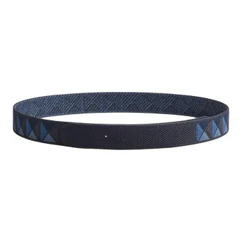 HERMES Double-Sided Strap Plate Buckle Nylon Leather Belts Unisex Blue 3.2CM
