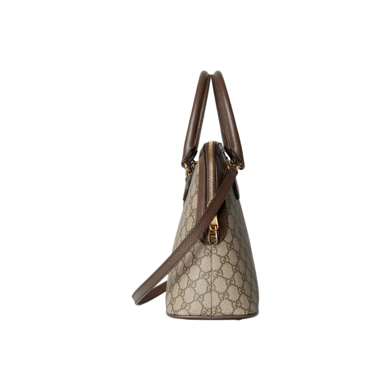 GUCCI Ophidia Canvas With Leather Trim Shoulder Bag, Crossbody Bag, Handbag Medium Size Women's Beige & Ebony-2