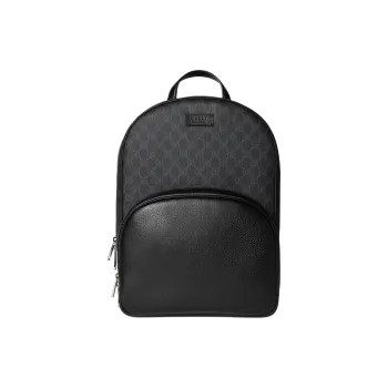 GUCCI Canvas With Leather Trim Backpack Medium Size Men's Black