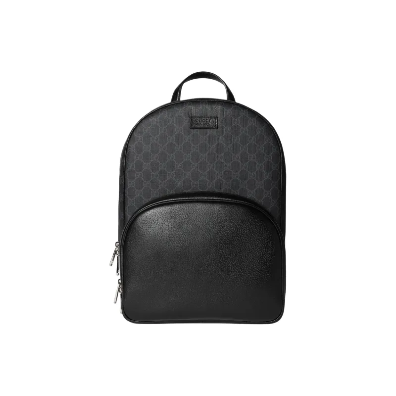 GUCCI Canvas With Leather Trim Backpack Medium Size Men's Black-0