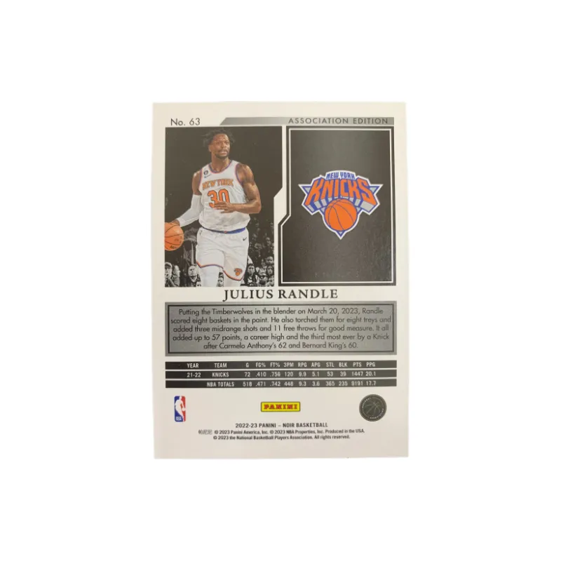 PANINI 2023 Julius Randle Noir Base 52/99 Player Card Condition Passed Sports Cards 1 Pc-1