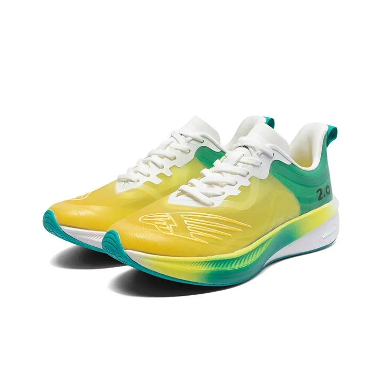 LPMX Body Measurement Anti Slip Cushioning Durable Sprint Racing Carbon Plate Low Top Running Shoes Men's Yellow Green-2