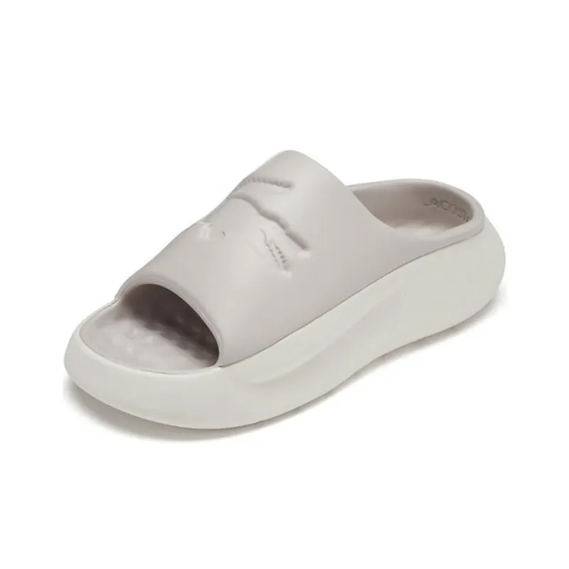 LACOSTE Rubber Sole Abrasion Resistant Slide Slippers Men's Ecru-1