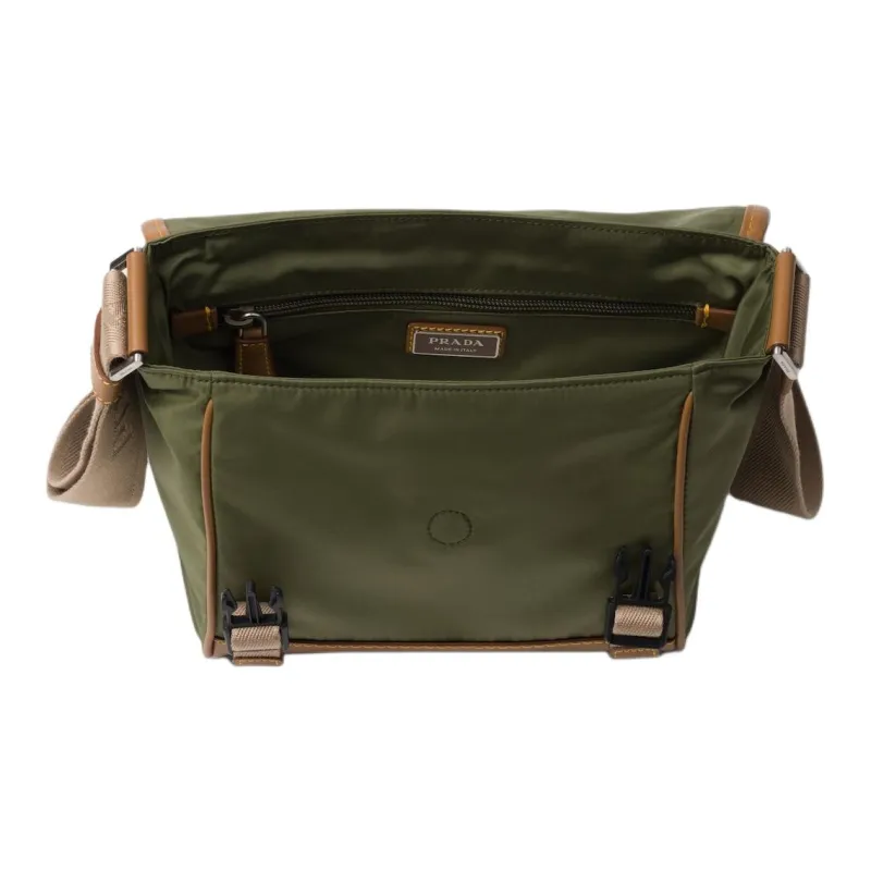 PRADA Recycled Nylon With Patchwork Leather Crossbody Bag Shoulder Bag Women's Khaki & Camel-3