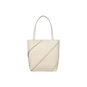 Valentino ROCKSTUD Calfskin Tote Bag Shopping Bag Handbag Small Size Women's White