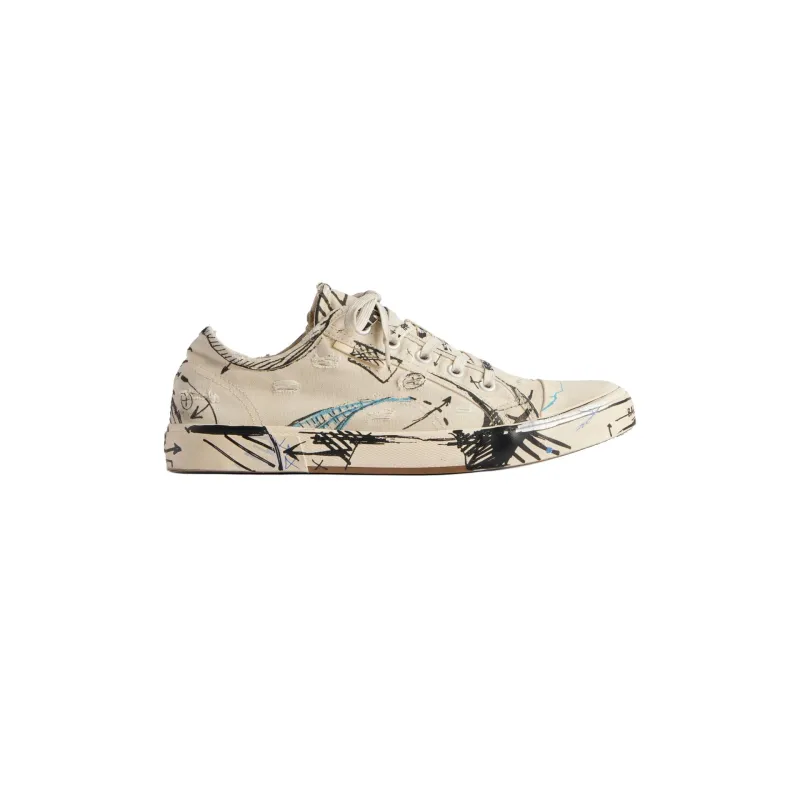 Balenciaga Paris Sketch Low-Top Canvas Shoes Men's Light Beige-1
