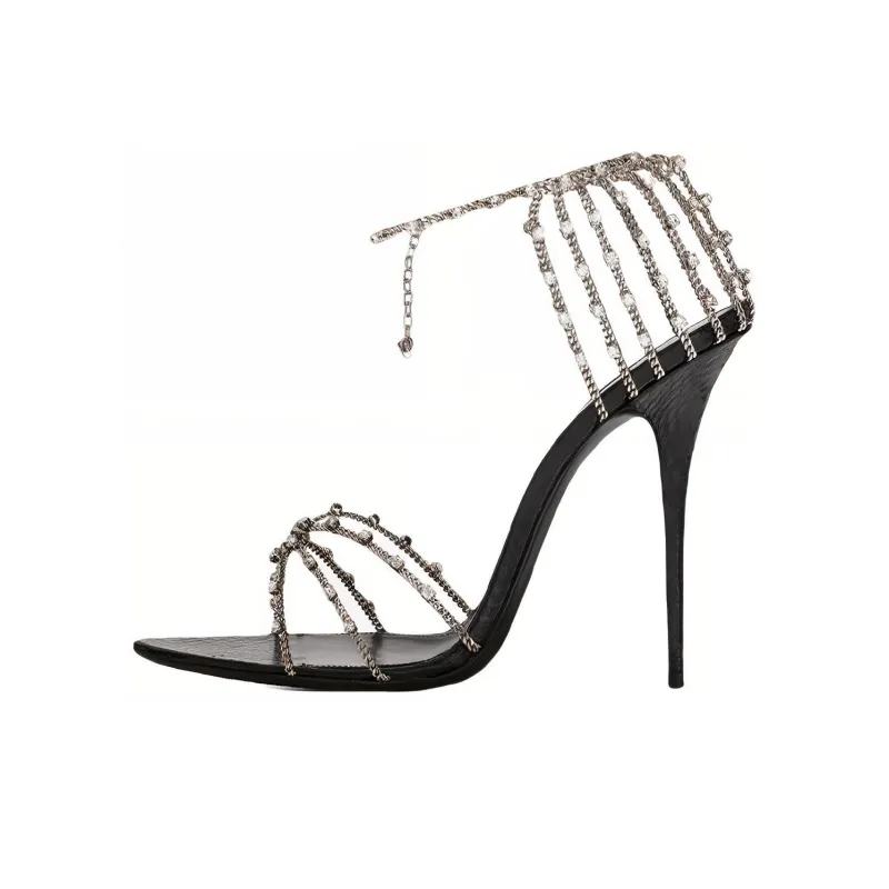 SAINT LAURENT ALEX One Strap Sandals 11cm Women's Black-0