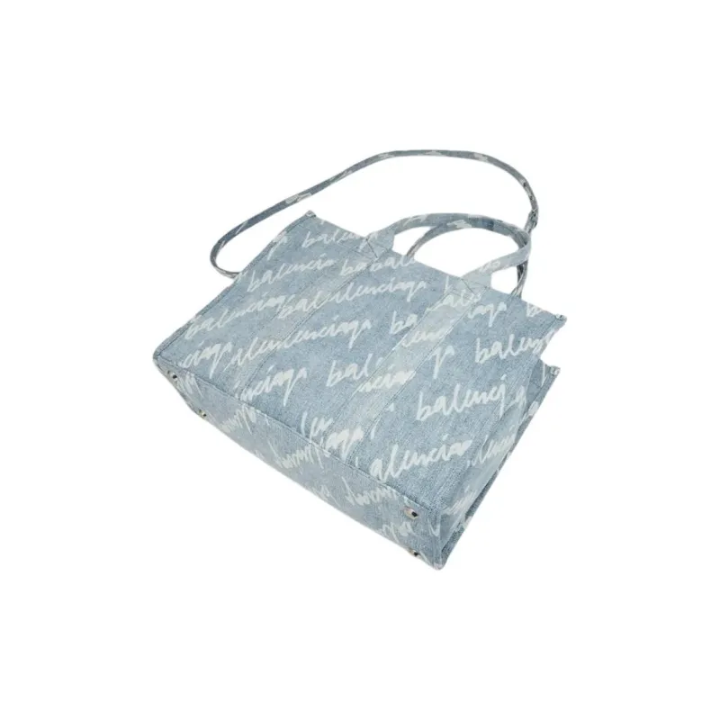 Balenciaga Denim Tote Bag Shopping Bag Shoulder Bag Crossbody Bag Handbag Small Size Women's Light Blue-1