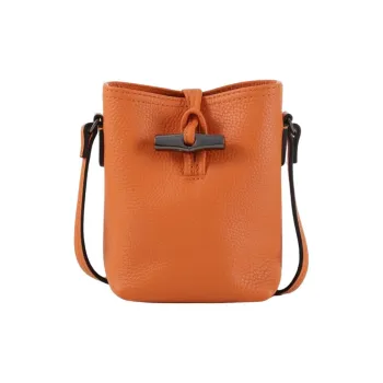LONGCHAMP Longxiang Roseau Cow Leather Bucket Bag, Shoulder Bag, Crossbody Bag Women's Orange